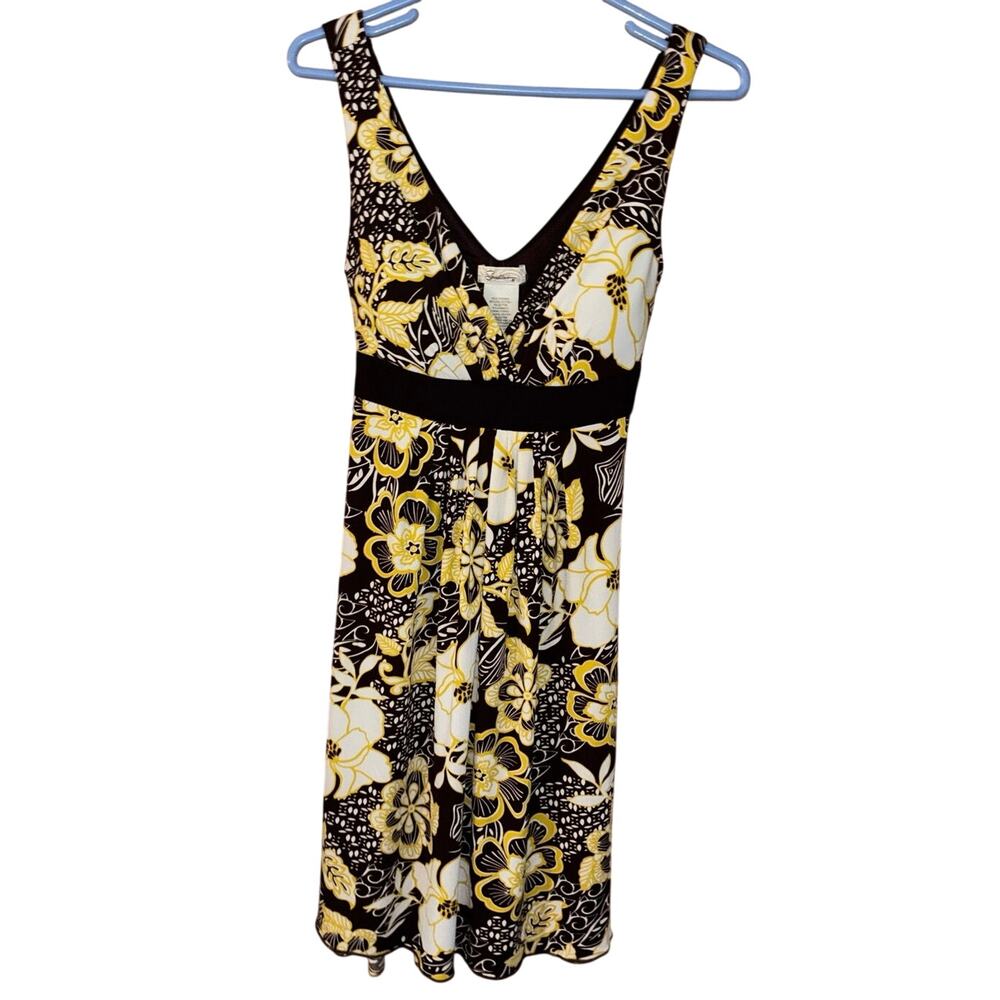 Y2K Speechless brown yellow floral empire waist dress (medium)